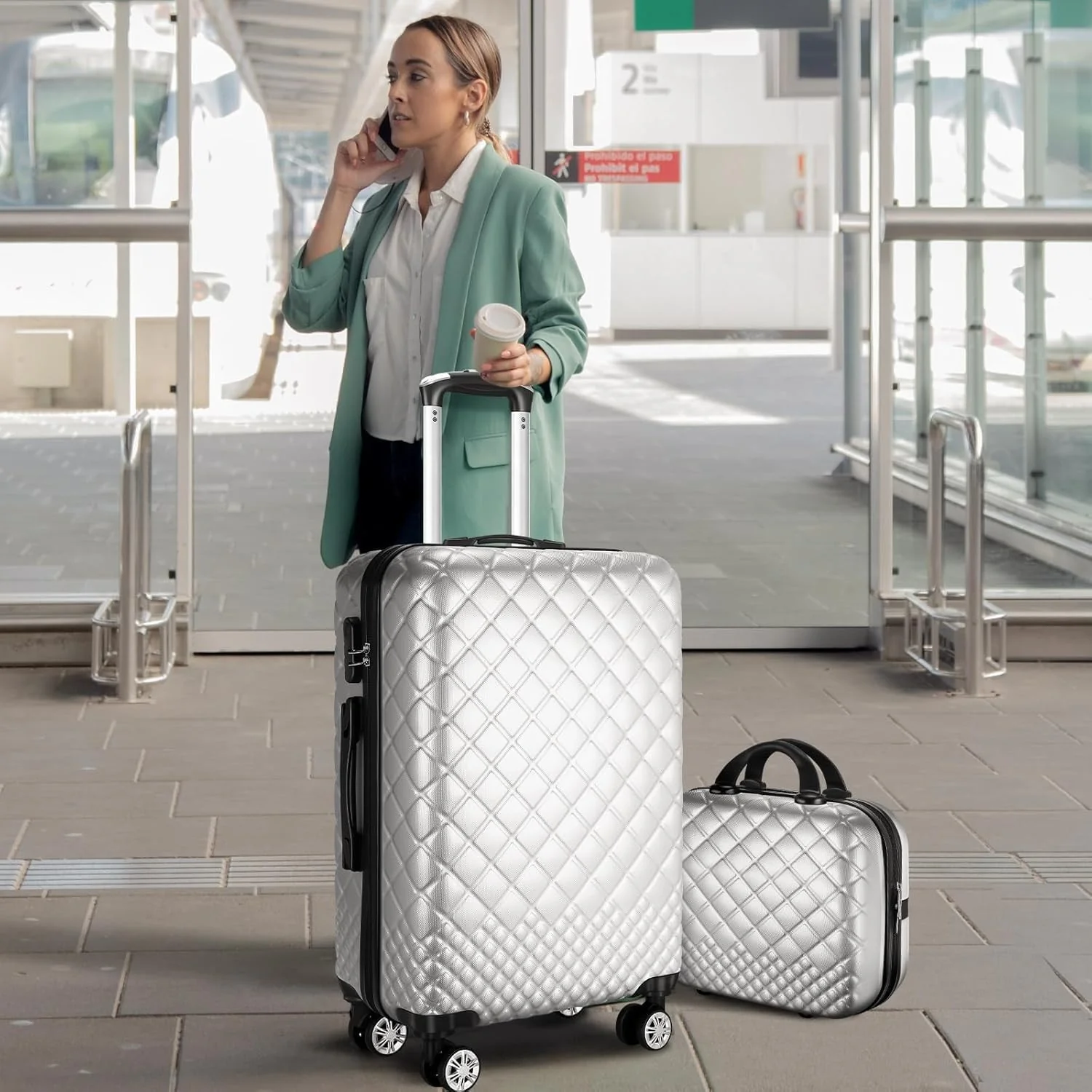 Sandinrayli XLXTJ-4JT02 Softside Expandable Luggage Set with Spinner Wheels NEW - Image 7