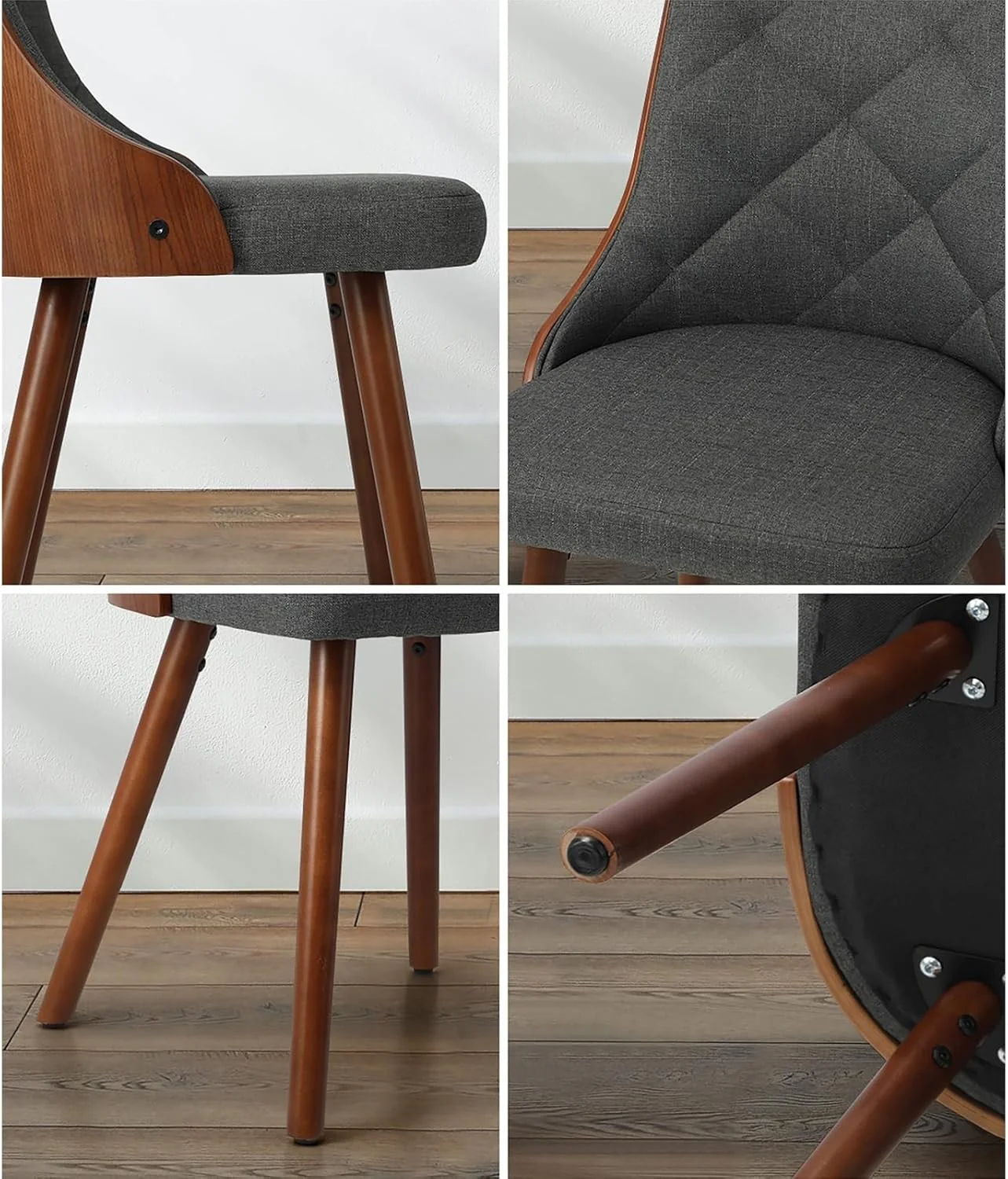 OIKITURE DCH-AIC-BEN-GY-2PC Wooden Dining Chairs Set with PU Leather Seat NEW - Image 5