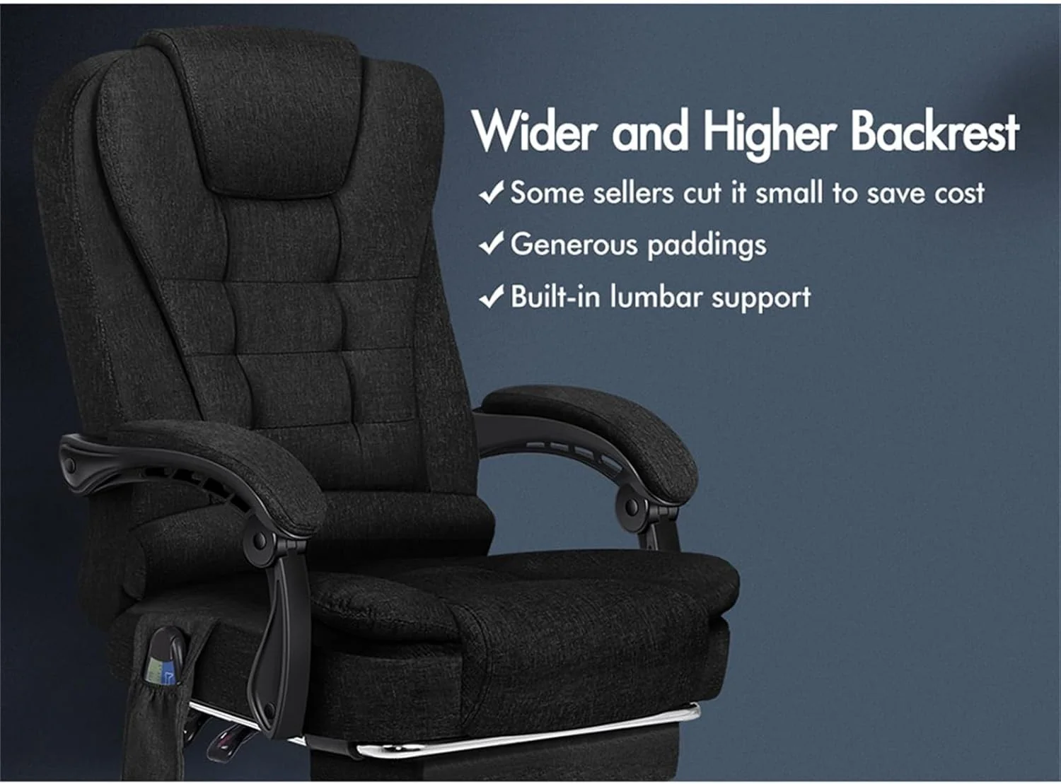 ALFORDSON Executive Office Chair with Massage and Heated Seat, Fabric Green NEW - Image 4