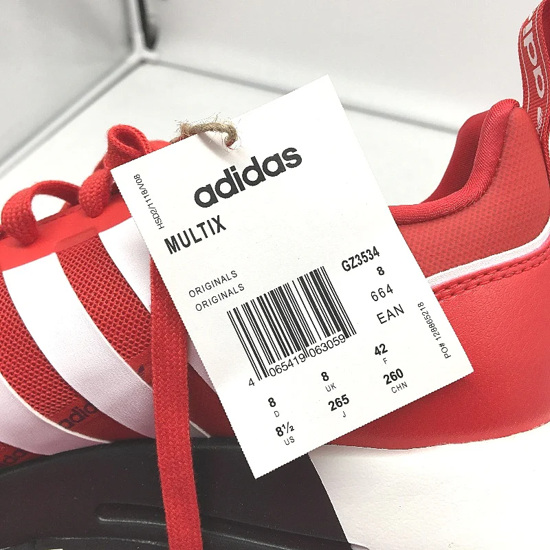Adidas Originals Multix Vivid Red & White Stripe Sneakers Mens Size US 8.5 NEW - Image 5
