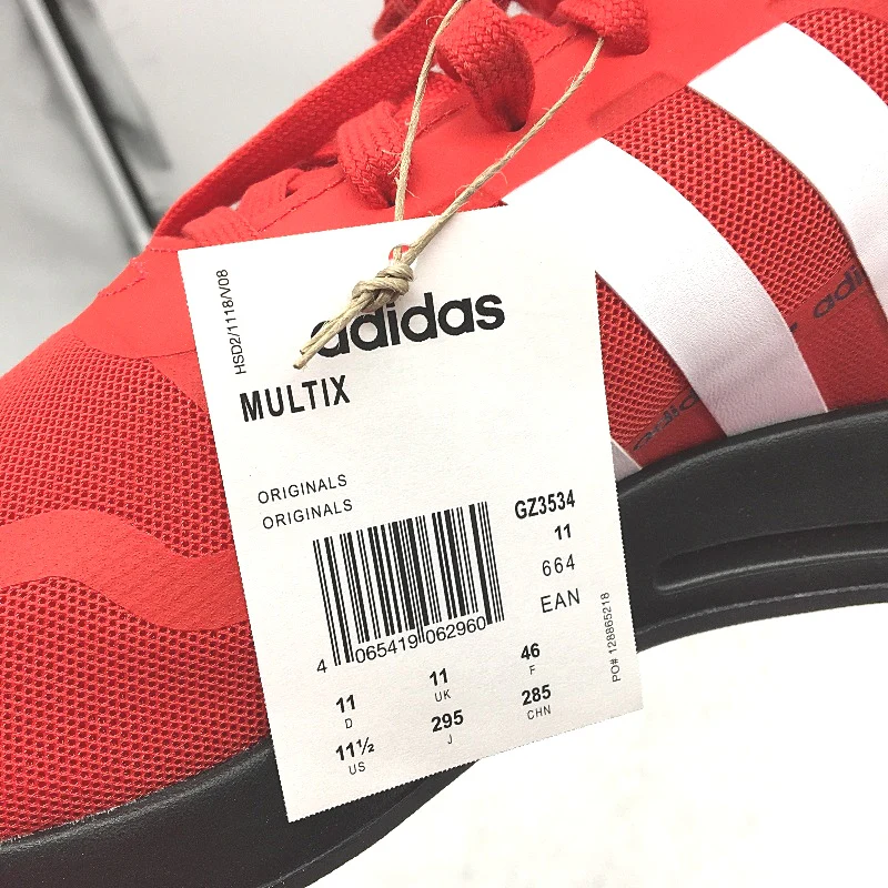 Adidas Originals Multix Vivid Red & White Stripe Sneakers Mens Size US 11.5 NEW - Image 5