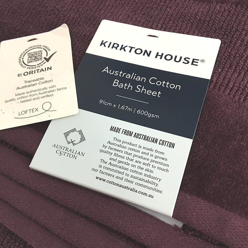 Kirkton House Australian Cotton 600GSM Bath Sheet Set Cream & Burgandy NEW - Image 4