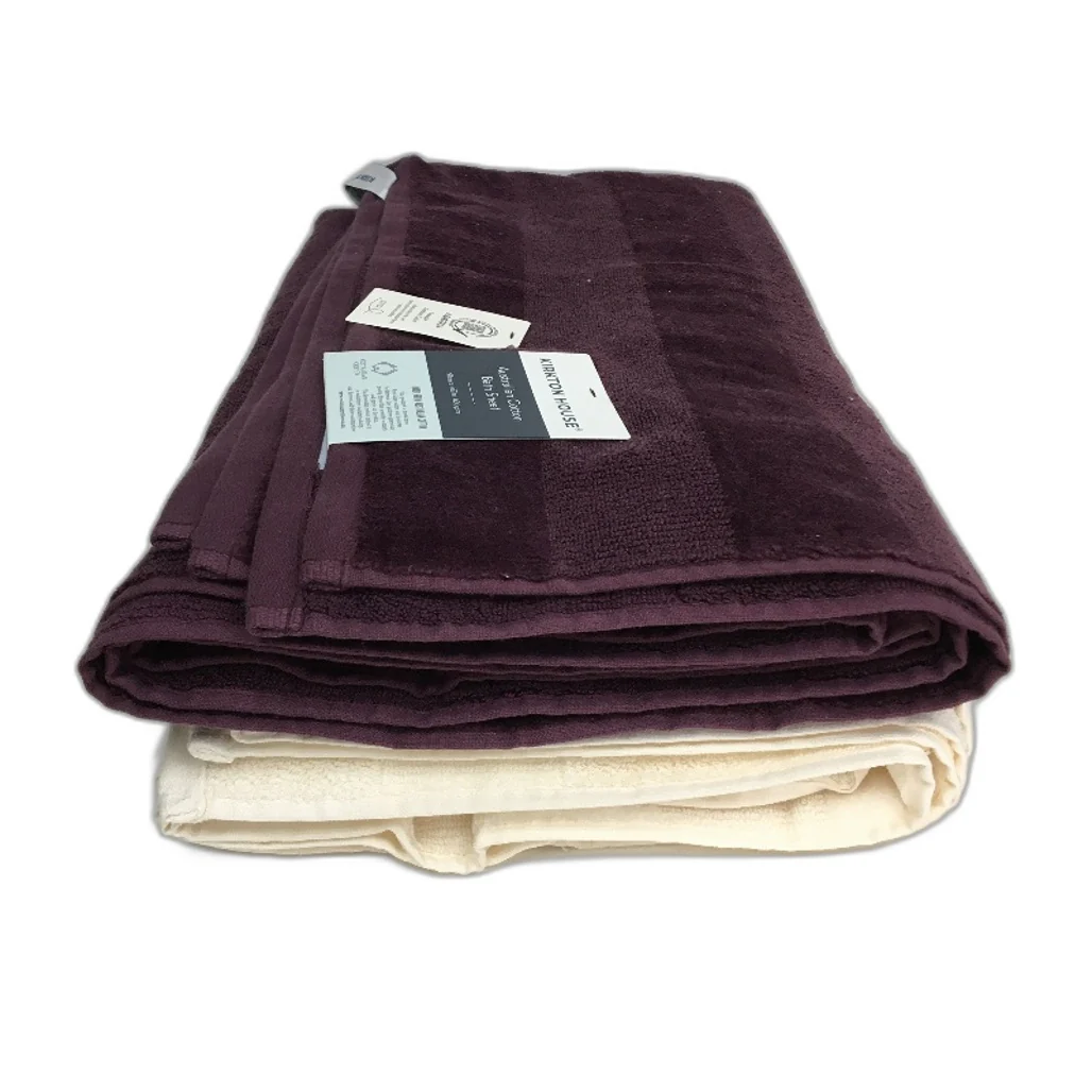 Kirkton House Australian Cotton 600GSM Bath Sheet Set Cream & Burgandy NEW - Image 6