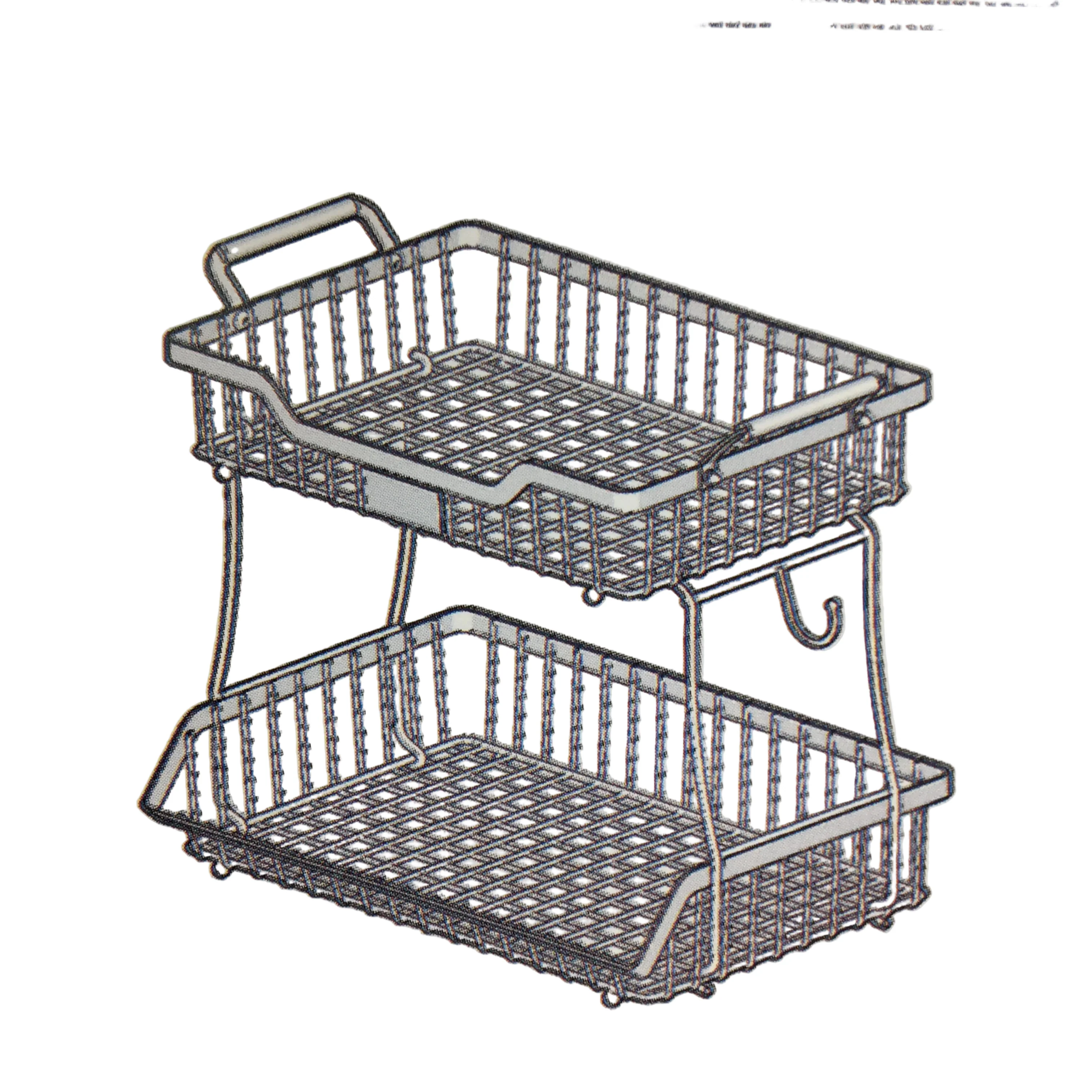 Metal 2 Tier Fruit Storage Basket Bowl Double Layer Stand Kitchen Countertop NEW - Image 3