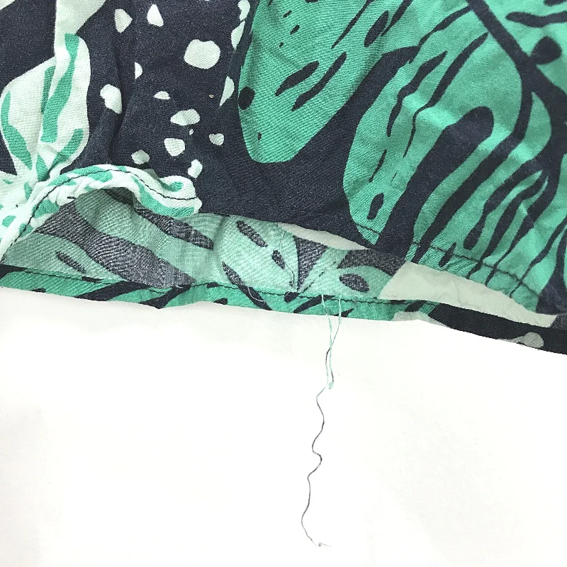 Jacqui E Shortsleeve Green Navy Palm Tie Front Viscose Top Ladies Size 14 - Image 5