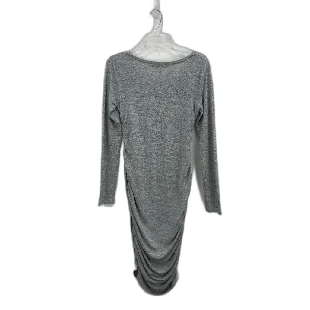 Ripe Maternity Ruched Side Grey Marle Long Sleeve Midi Dress Ladies Size Small - Image 2