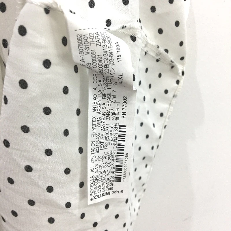 Zara Trafaluc White Dotted Tie Front Sleeveless Blouse Ladies Size XL - Image 5