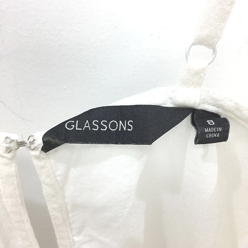Glassons Linen Blend Plain White Spaghetti Strap Midi Dress Ladies Size 8 - Image 4