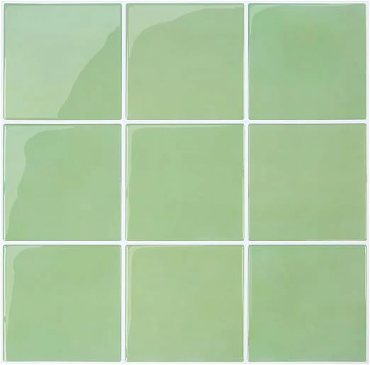 COMSTICKC Decor 10 Piece Light Green Square Peel and Stick Backsplash Tiles NEW