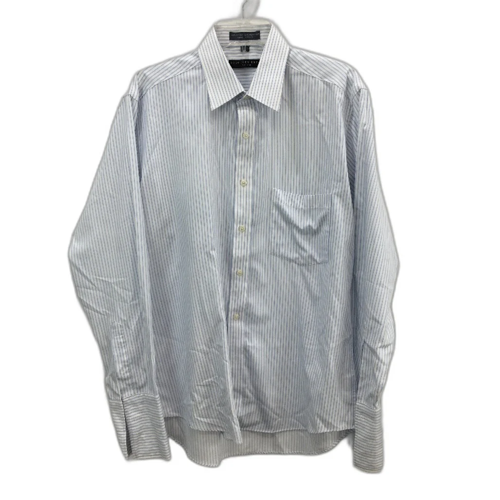 Geoffrey Beene Cotton Blend Blue Stripe L/Sleeve Dress Fitted Shirt Mens Size 41