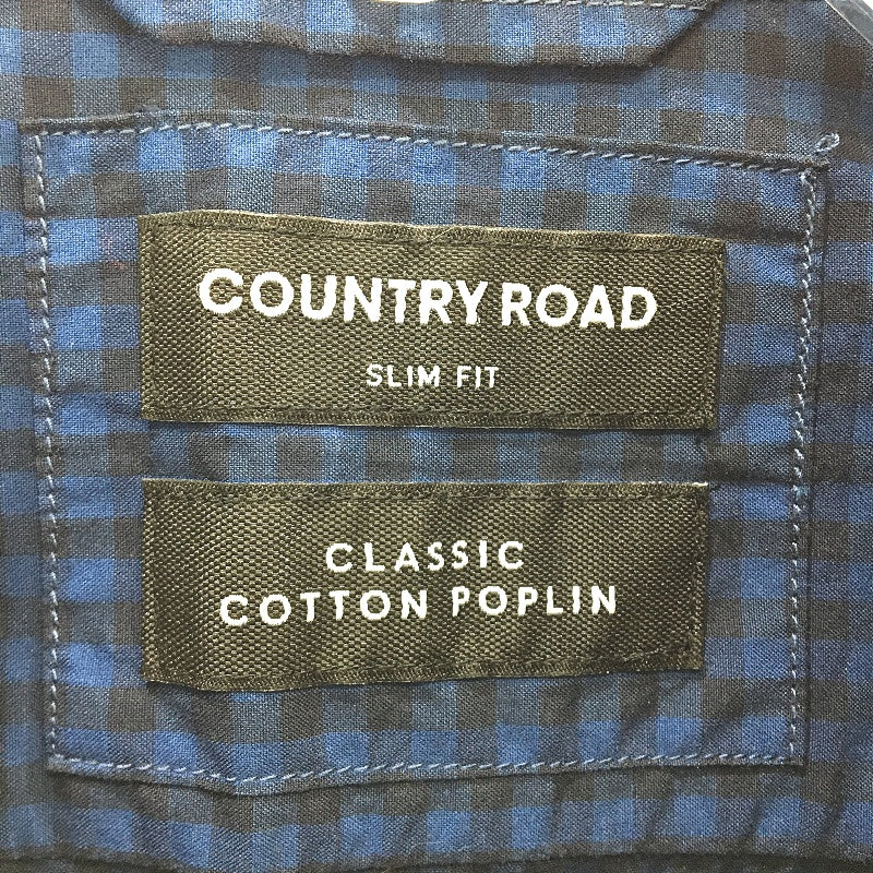 Country Road 100% Cotton Blue Check Long Sleeve Slim Fit Shirt Mens Size S - Image 3