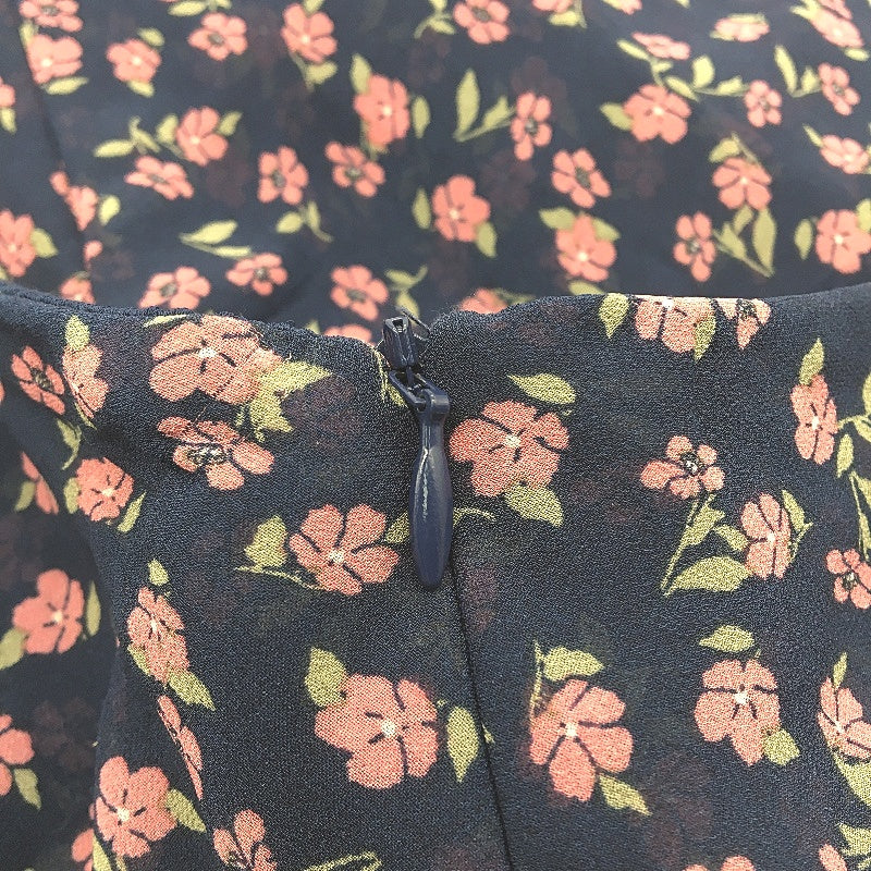 Dannii Minogue Petites Navy Blue Floral Tiered Fully Lined Skirt Ladies Size 14 - Image 3