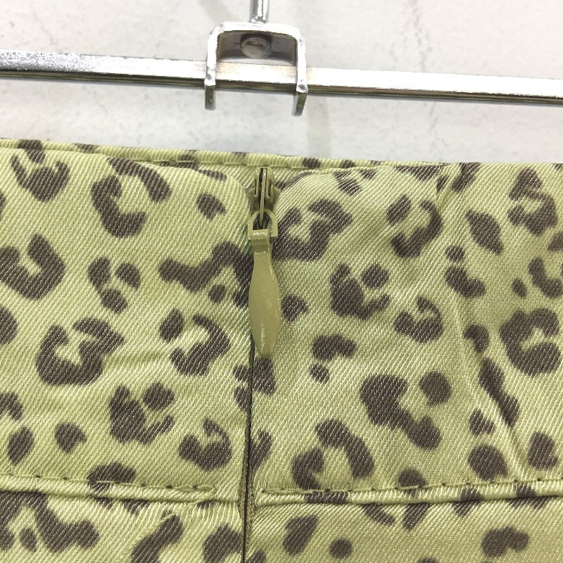 Thanne Green Animal Print Ruffled Thigh Split Zip Up Silky Skirt Ladies Size 8 - Image 3