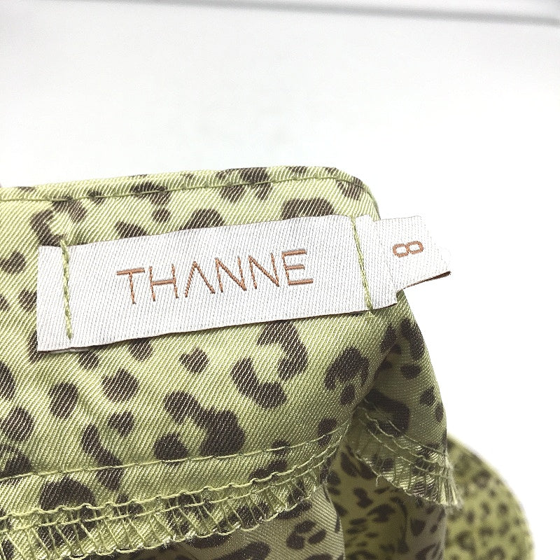 Thanne Green Animal Print Ruffled Thigh Split Zip Up Silky Skirt Ladies Size 8 - Image 4