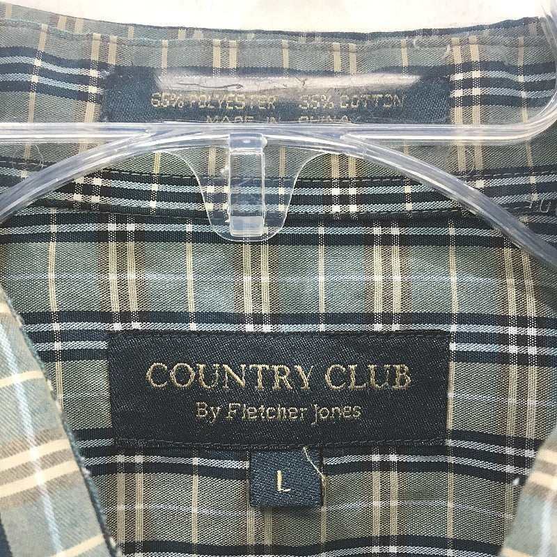 Country Club by Fletcher Jones Long Sleeve Grey & Navy Check Shirt Mens Size L - Image 3
