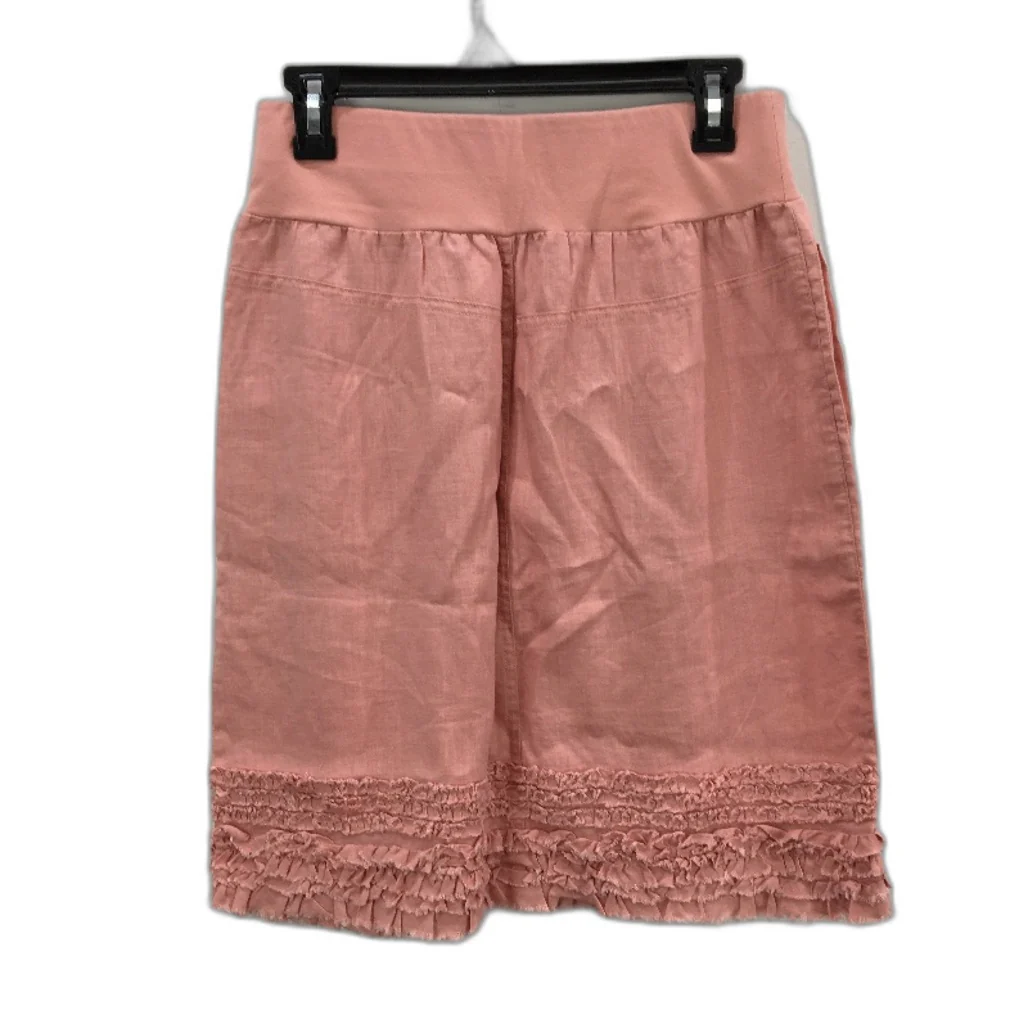 Gordon Smith Coral Pink Mimi 100% Linen Ruffle Hem Pocket Skirt Ladies Size 10 - Image 2