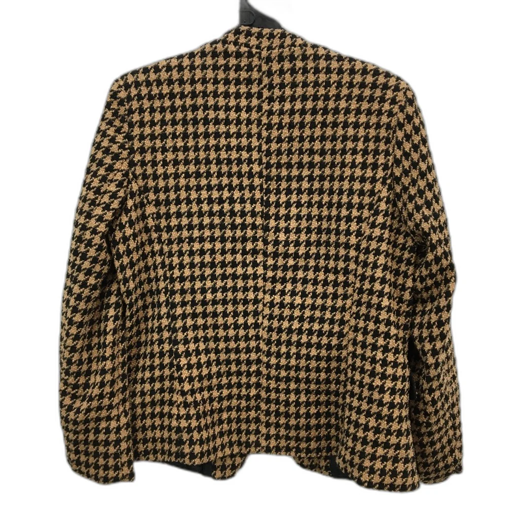 Liz Jordan Brown & Black Knit Weave Houndstooth Pattern Blazer Ladies Size 12 - Image 2
