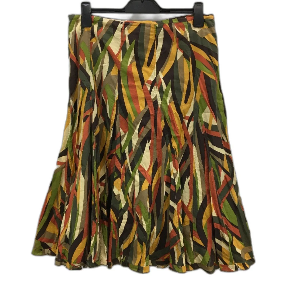 Grace Hill Green Multcoloured Cotton A-Line Fully Lined Skirt Ladies Size 14 - Image 2