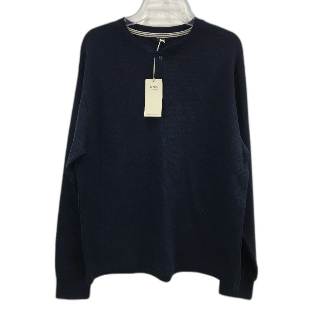 KDS Design Navy Blue Textured Waffle Long Sleeve Top Mens Size M NEW