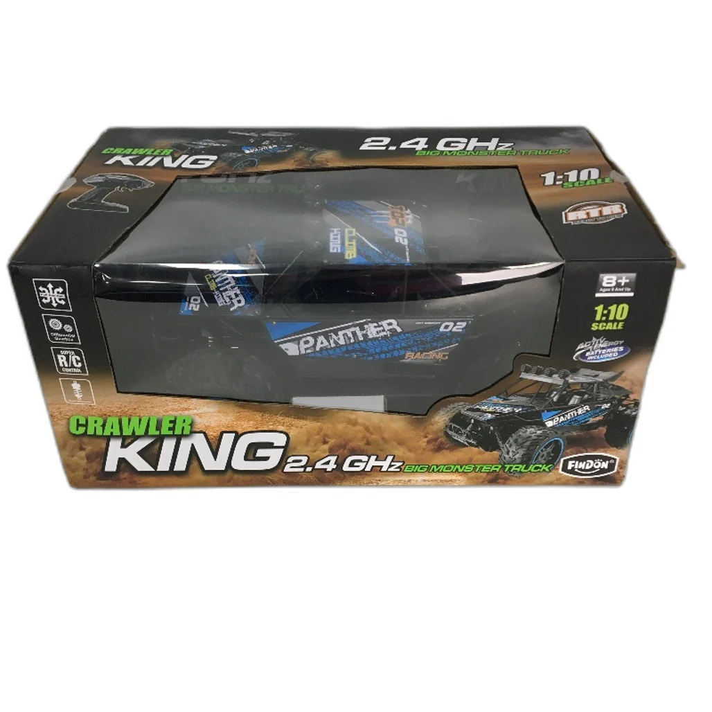 Crawler King 2.4 GHz Blue Panther Ready To Run High Speed 1:10 RC Car Age 8+ NEW