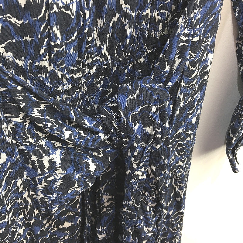 Blue Illusion Abstract Animal Print Navy Midi Shirt Dress Ladies Size Small - Image 3