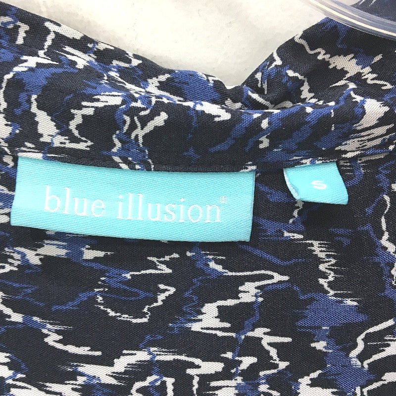 Blue Illusion Abstract Animal Print Navy Midi Shirt Dress Ladies Size Small - Image 4
