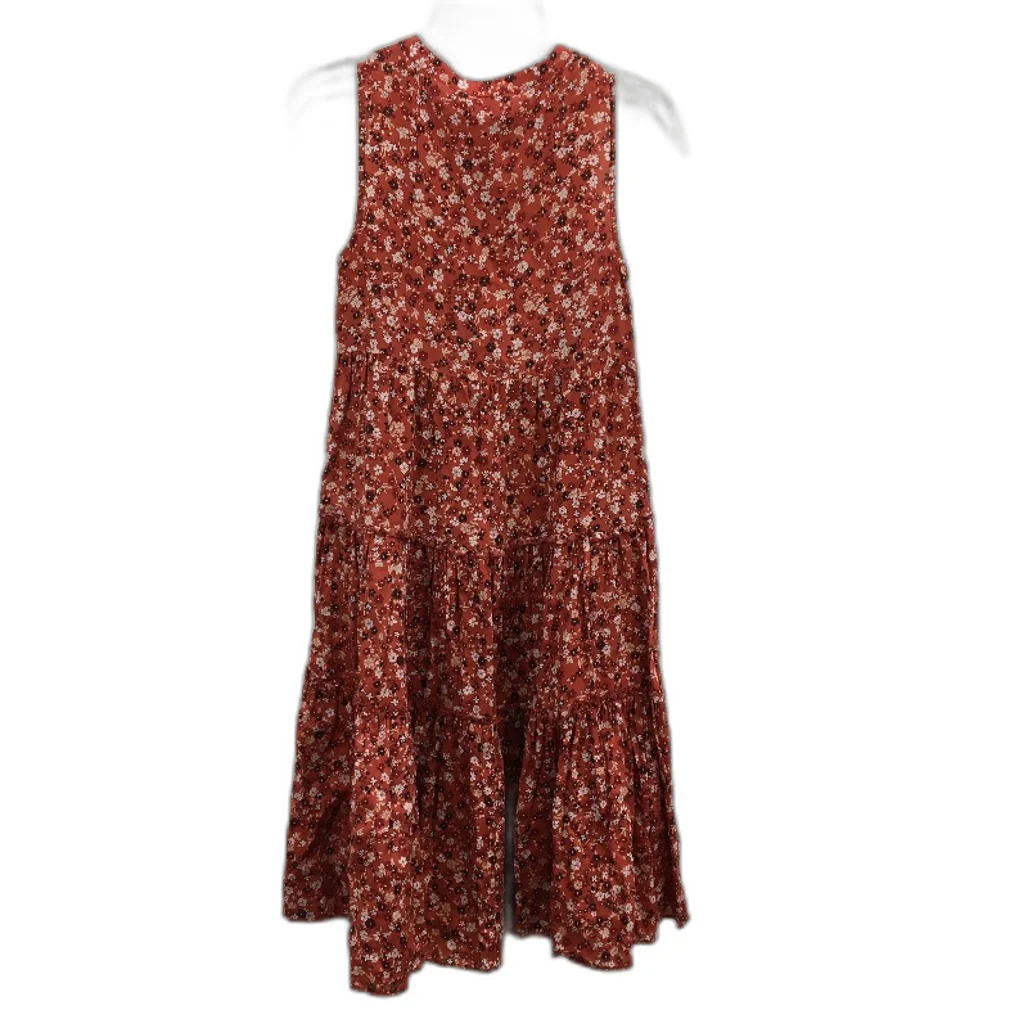 Country Road Floral Frilly Red Sleeveless Cotton Midi Dress Girls Size 4 - Image 2