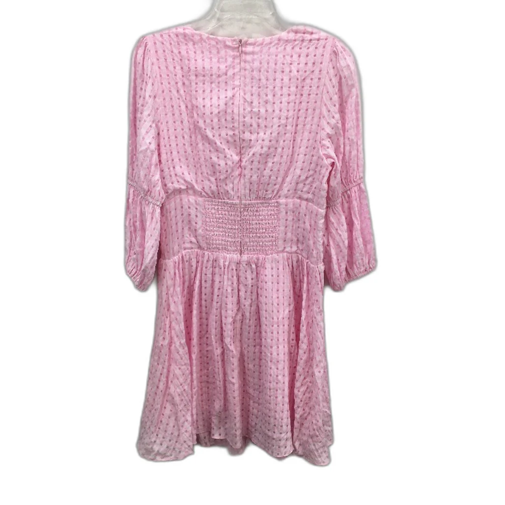 Pearl+Sea Textured Check Princess Sleeve Pink Mini Dress Ladies Size AU 12 - Image 2