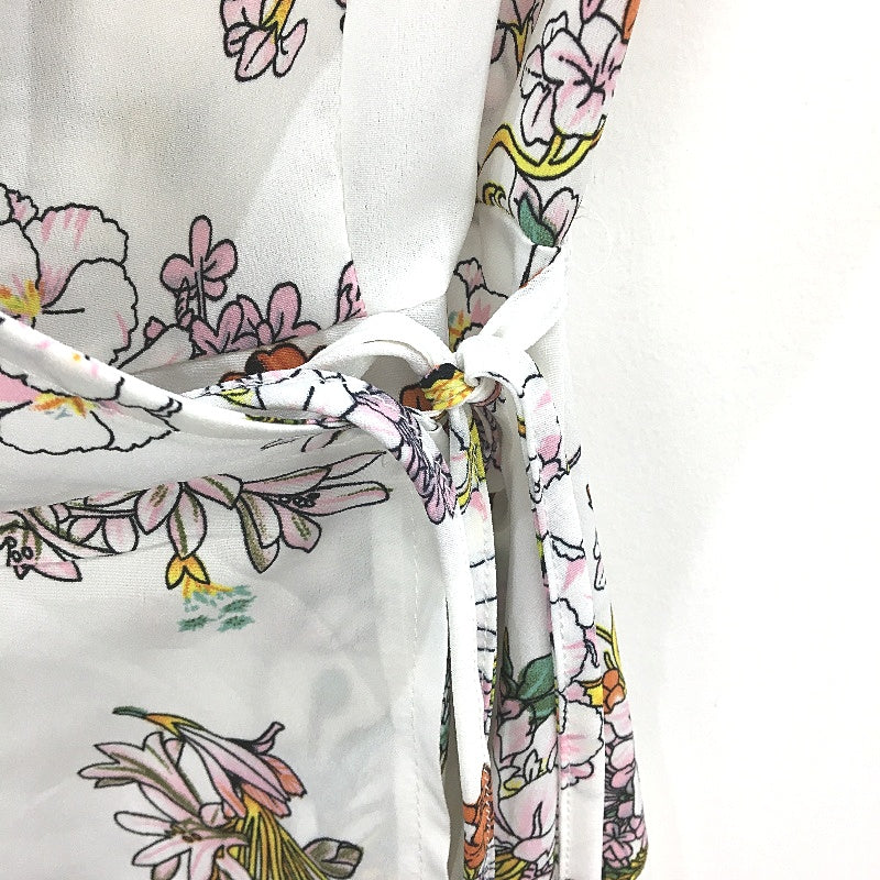 Pretty Little Thing Cherry Blossom Print White Mini Wrap Dress Ladies Size UK 8 - Image 4