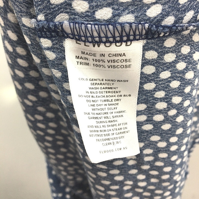 Elwood Apparel Co Polka Dot Strappy Blue Viscose Mini Dress Ladies Size 8 - Image 4
