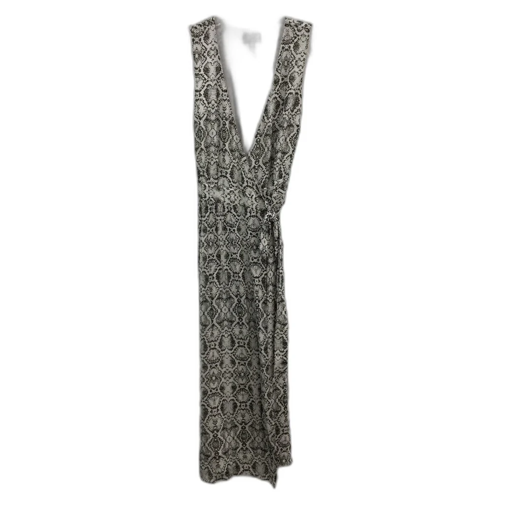 Witchery Snake Print Black White Wrap Around Sleeveless Midi Dress Ladies Size 8