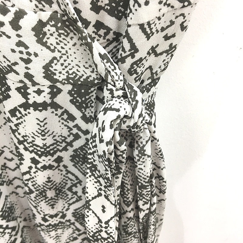 Witchery Snake Print Black White Wrap Around Sleeveless Midi Dress Ladies Size 8 - Image 4
