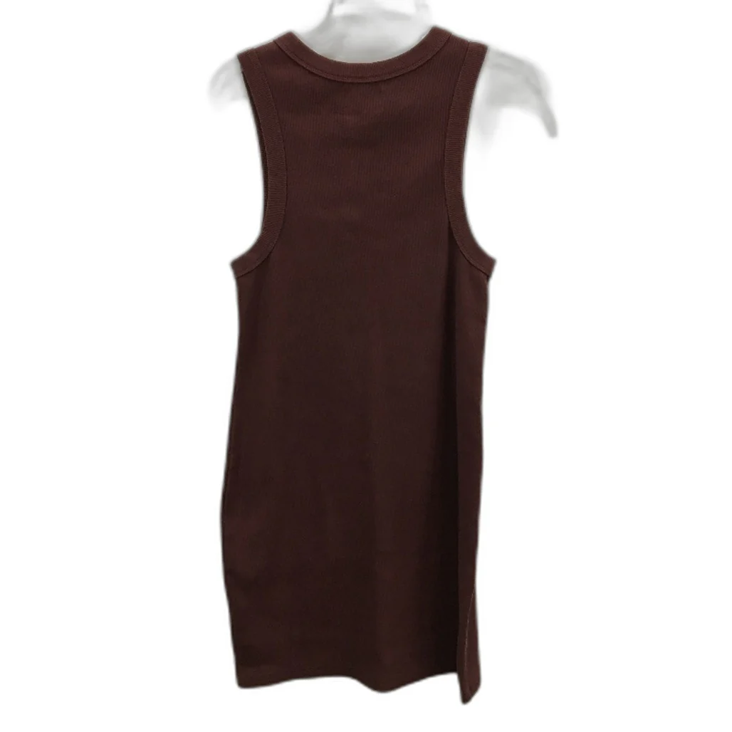 Abrand Jeans Sleeveless Ribbed Tank Brown Cotton Mini Dress Ladies Size Large - Image 2