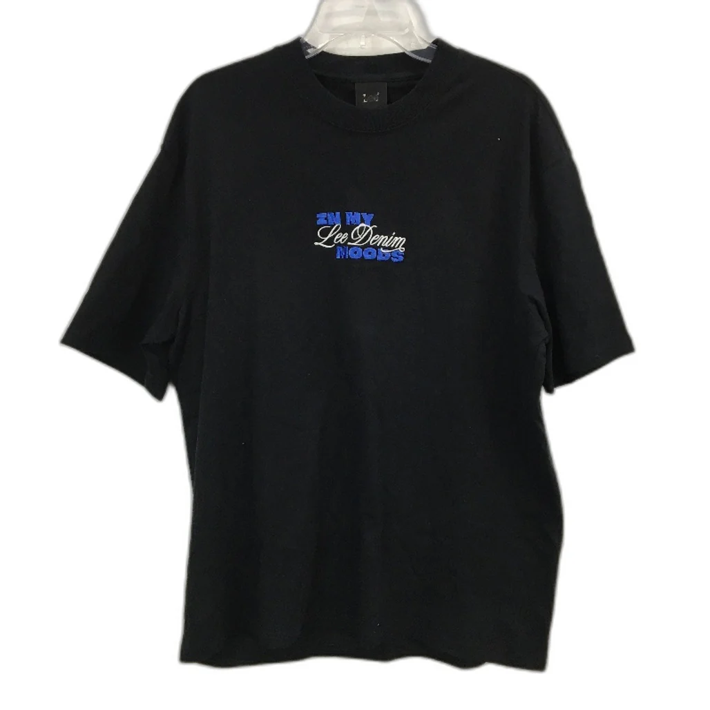Lee 100% Cotton Black 'In My Lee Denim Moods' Embroidered TShirt Mens Size M NEW