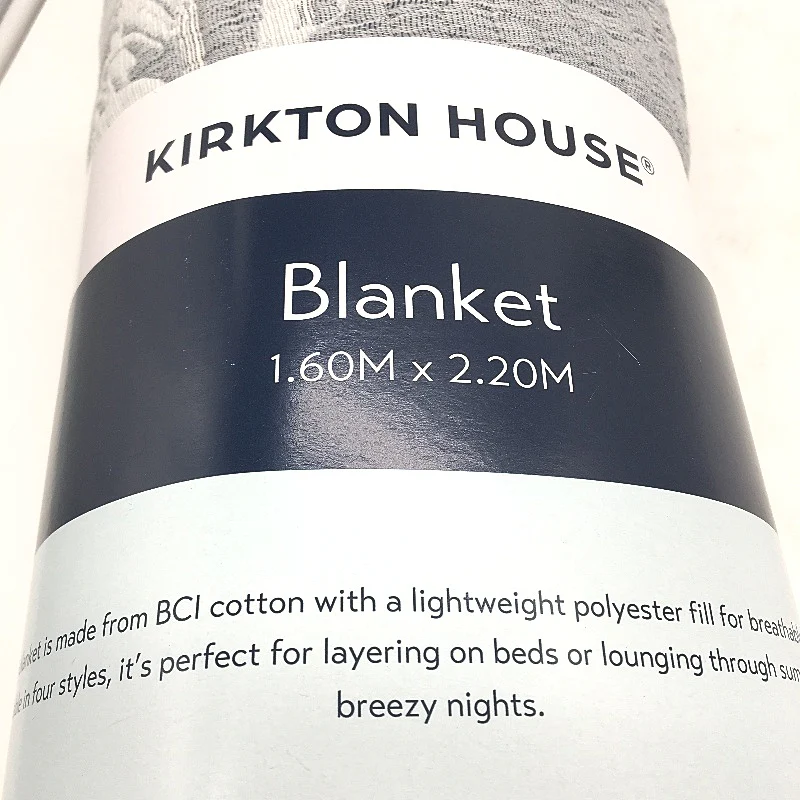 Kirkton House Cotton Covered Tropical Themed Lightweight Grey Blanket NEW - Image 3