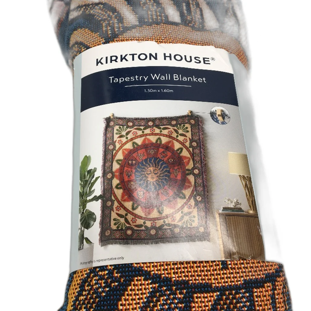 Kirkton House Navy & Red Sun Dial Boho Style Tapestry Wall Blanket 1.3x 1.6m NEW - Image 4