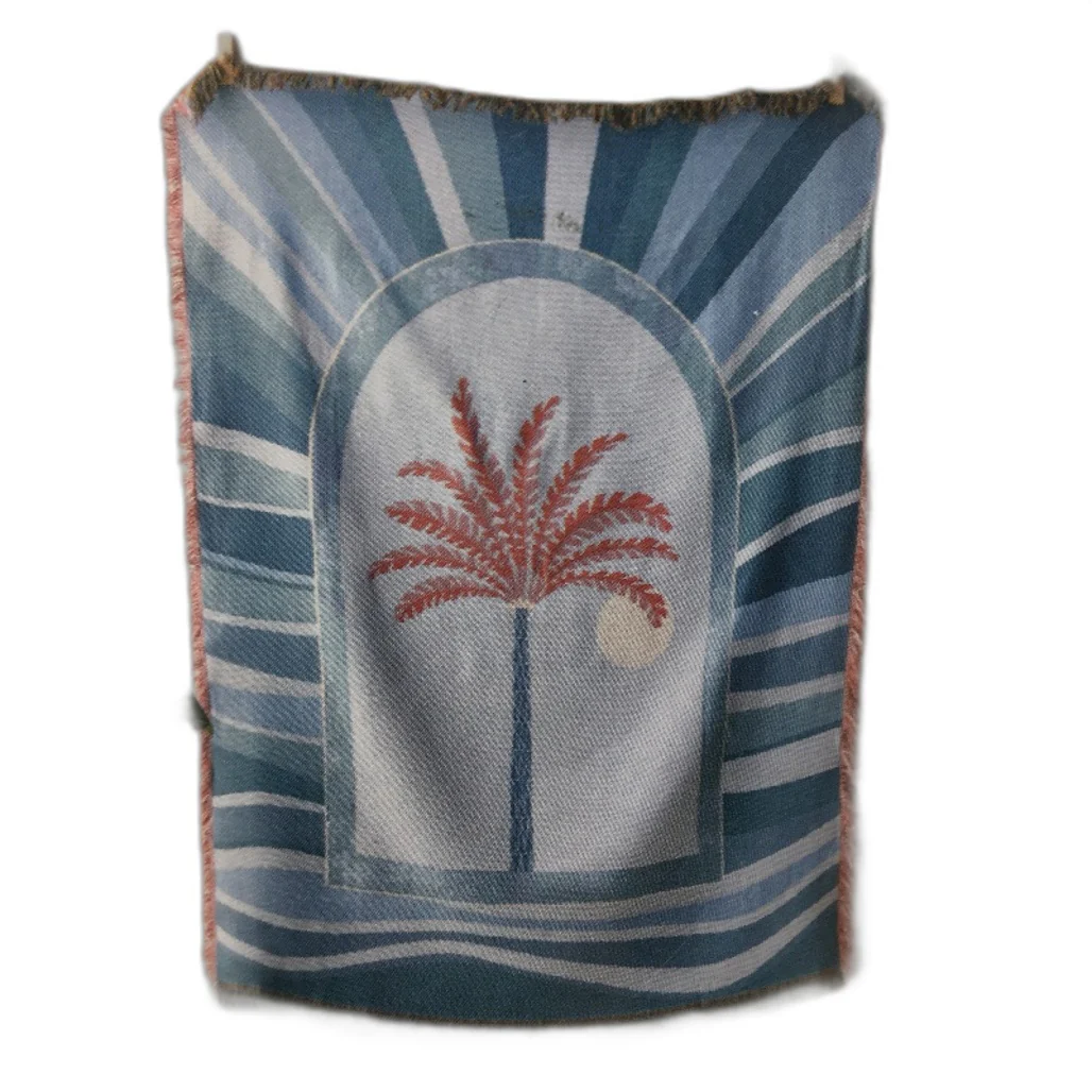 Kirkton House Blue Palm Tree Boho Style Tapestry Wall Blanket 1.3x 1.6m NEW