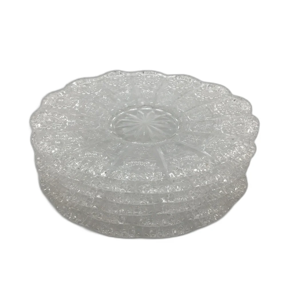 Clear Crystal 6 Pack Small Glass Plates For Snack Dessert Fruit Appetizer NEW - Image 2