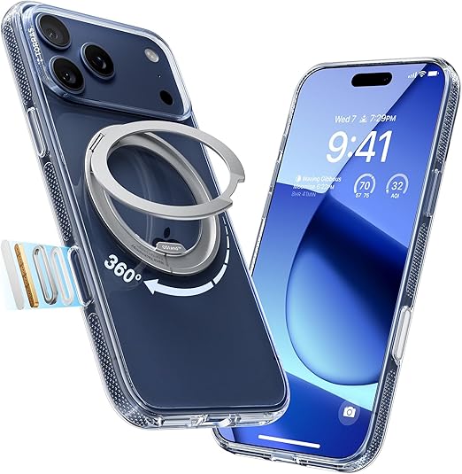 TORRAS 360 Rotatable Stand iPhone 17 Pro Clear Magsafe Slim Case 6 3Inch NEW