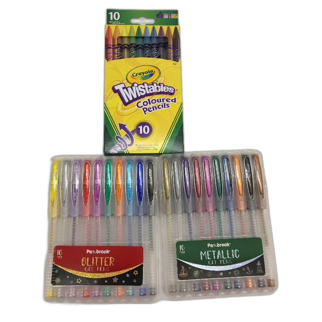 Stationary 6PCS Bundle Notebooks Coloured Pencils Glitter Metallic Gel Pen NEW - Image 3