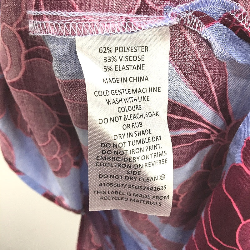 Soho Burgundy Chrsysanthemum Print Button Shirt Blue Nightie Ladies Size Small - Image 4