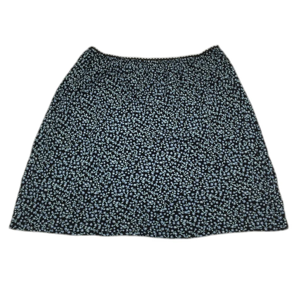 Ghanda Navy Perry Blue Floral Black Mini Slip Skirt Ladies Size Medium - Image 2