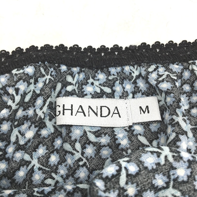 Ghanda Navy Perry Blue Floral Black Mini Slip Skirt Ladies Size Medium - Image 3