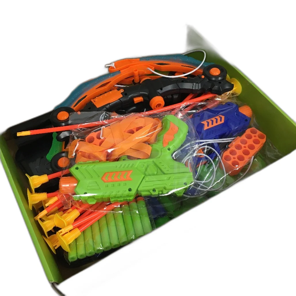 2-in-1 Folding Bows & Soft Shotguns Shooting Practice Set Ages 5 Up NEW - Image 3