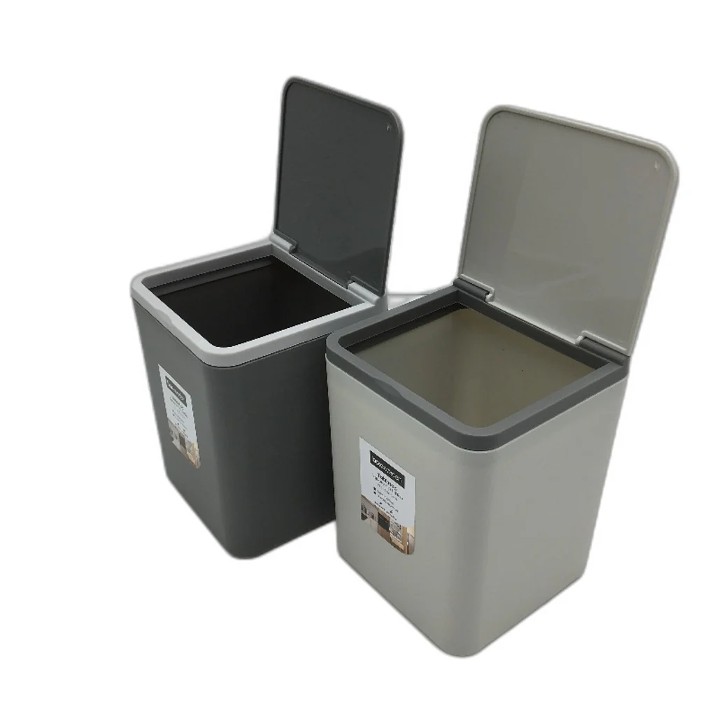 Boxsweden 12 Pack 2 Litre Tabletop Square Flip Lid Grey and White Bins NEW - Image 3