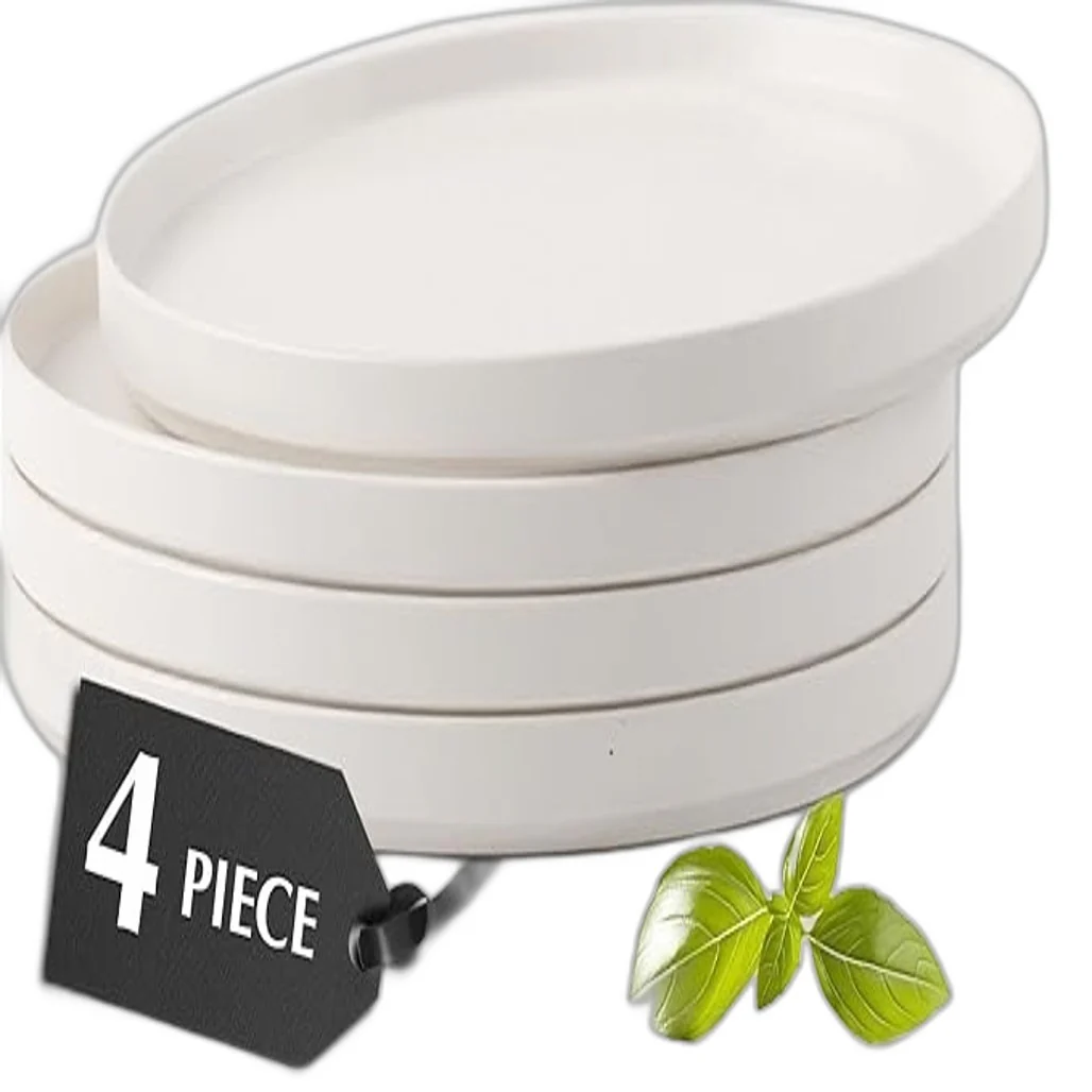 MIAMIO 4 Piece Luxe Collection 26cm White Ceramic Dinner Plates Set NEW