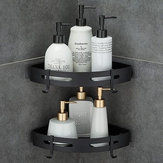 Hoomtaook 2 Pack Adhesive Corner Shelf Shower Caddy Organizer No Drilling NEW
