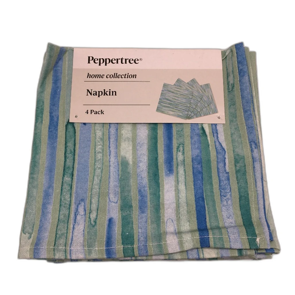 Peppertree Blue Green Watercolour Stripe 130x178cm Tablecloth & Napkins Set NEW - Image 3