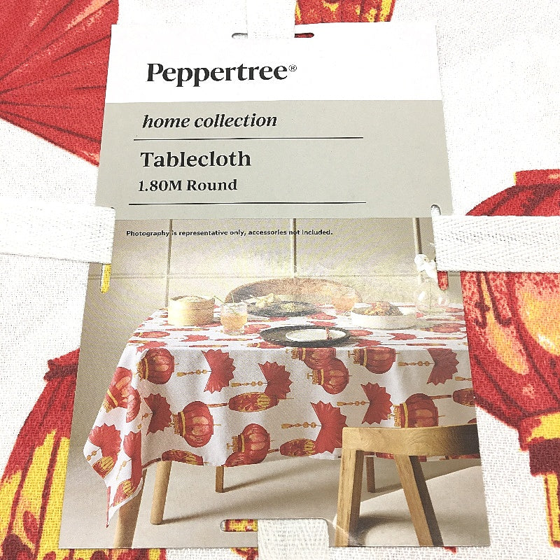 Peppertree 2x Oriental Lantern Cotton Blend Round 1.8m Tablecloths 6-8Seater NEW - Image 3