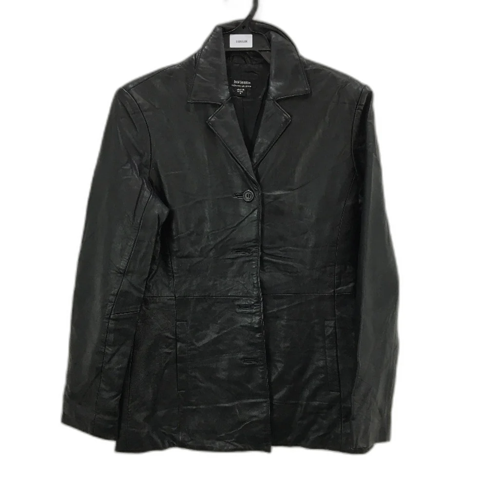 Just Jeans Genuine Leather Fully Lined Button Up Mid Length Jacket Ladies Size 8